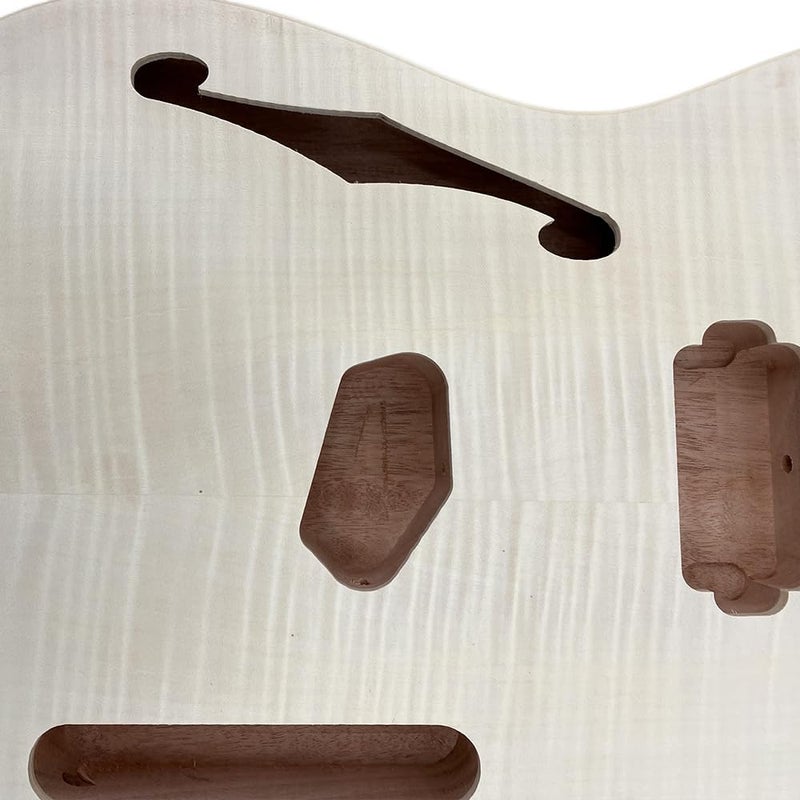 ModouString Store Mahogany guitar body with Flamed Maple Top, Unfinished Guitar Parts With F Hole Premium Blank Body for Custom Luthier Builds - Image 2